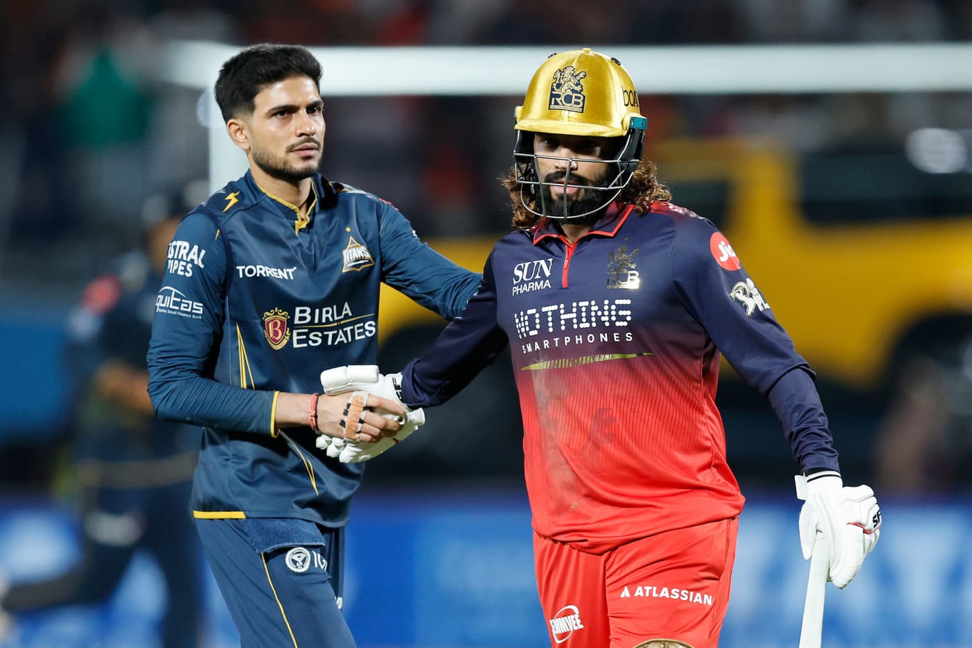 RCB players celebrating their victory in IPL 2026 Qualifier 1 against Gujarat Titans.