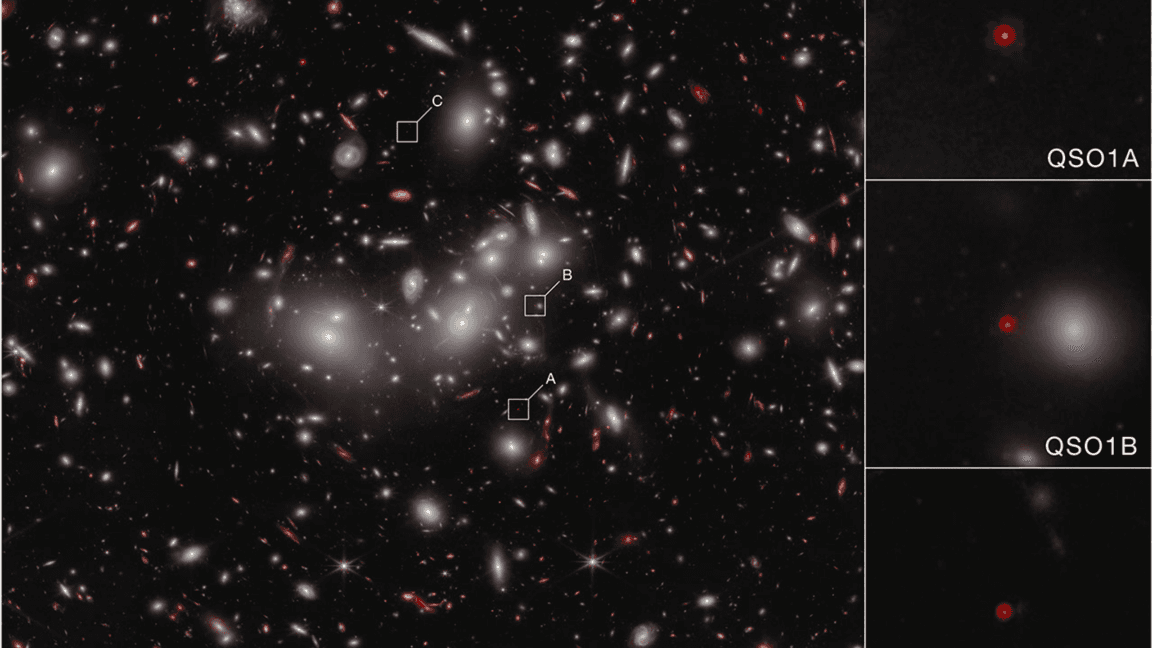 Illustration of the 'Little Red Dot' black hole and its host galaxy.