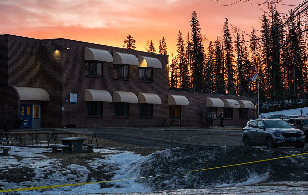 Infographic showing timeline of British Columbia's lawsuit against OpenAI following a school shooting linked to ChatGPT.