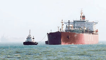Tankers navigating the Strait of Hormuz, symbolizing oil trade recovery.