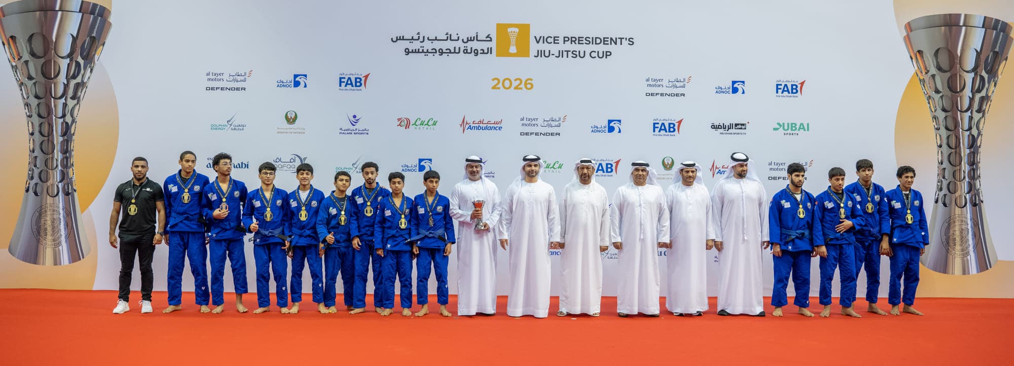 Sheikh Mansoor awarding winners at the Jiu-Jitsu Cup in Dubai