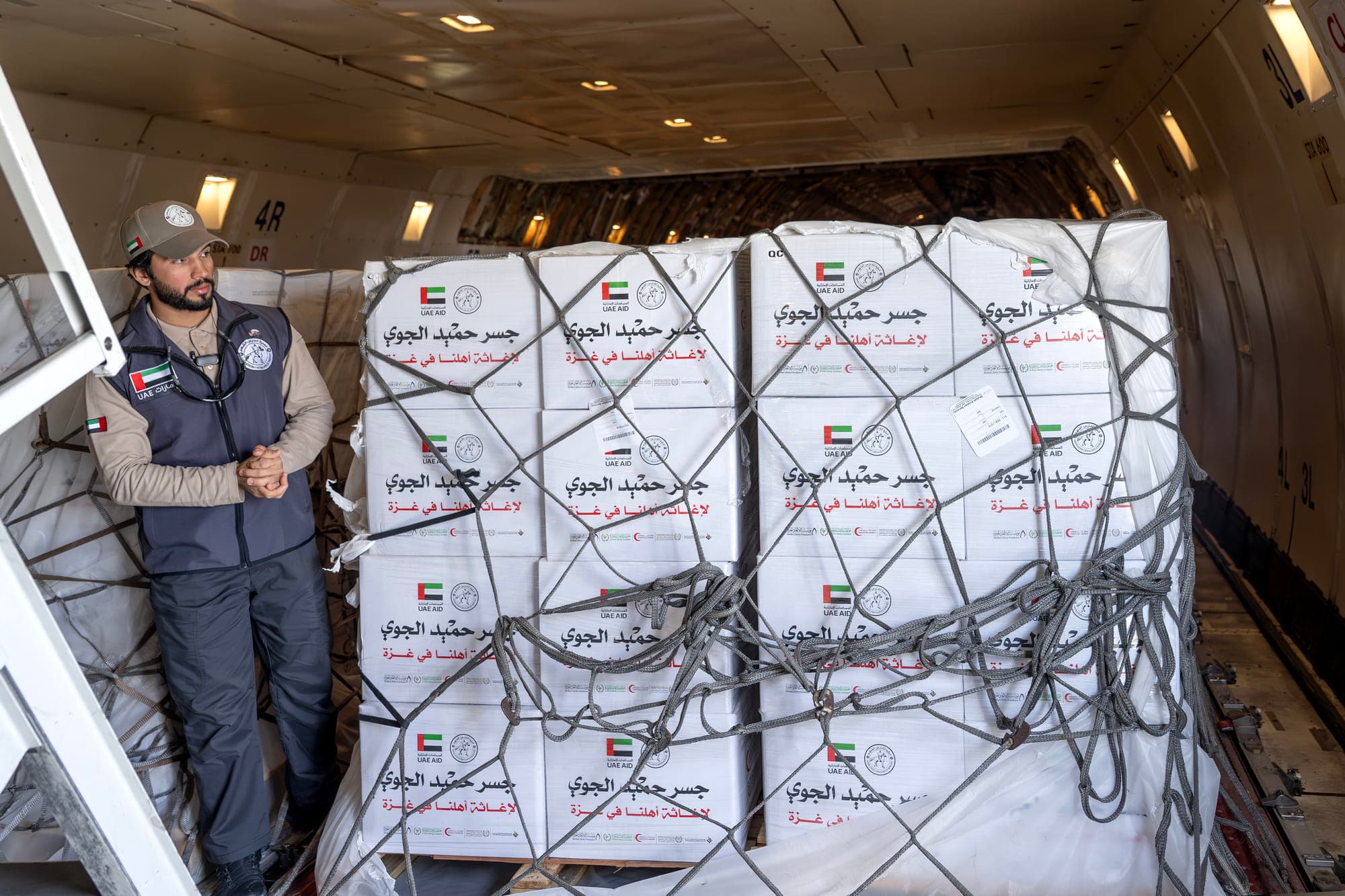 UAE humanitarian aid delivery to Gaza through Humaid Air Bridge campaign