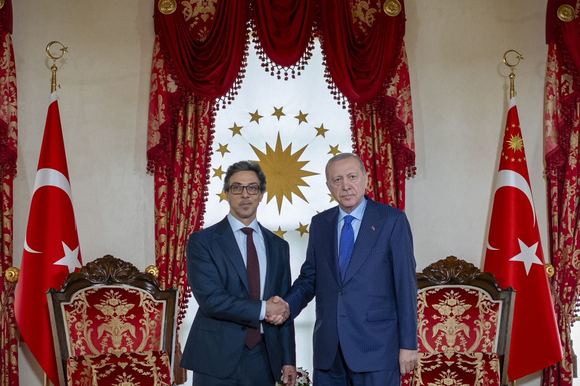 Sheikh Mansour and Erdoğan during their high-level security discussions.
