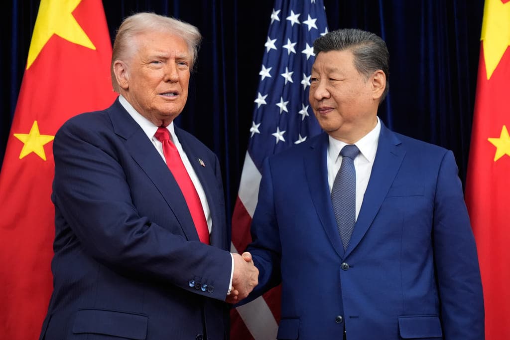 President Trump with 17 top US executives in Beijing discussing trade and AI export controls.