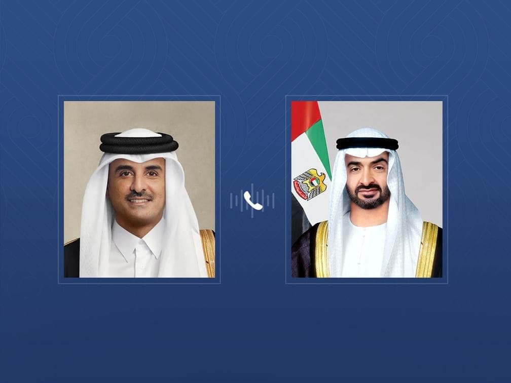 UAE President and Qatar Emir discussing regional security in a phone call.