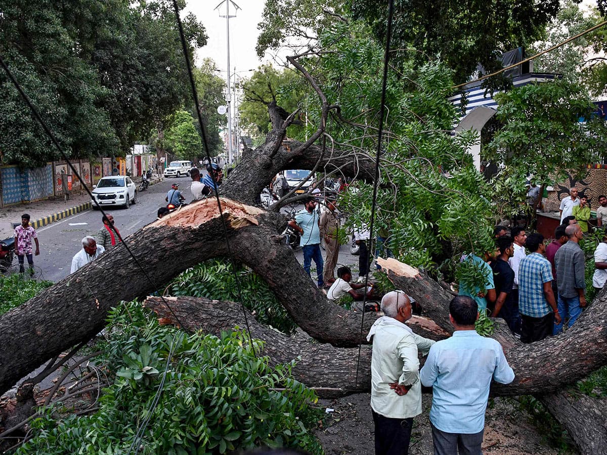 Storm damage in Uttar Pradesh following severe weather events