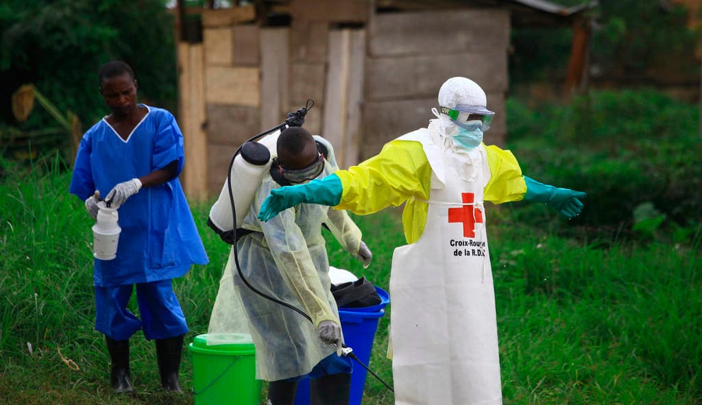 Map showing the Ebola outbreak regions in DRC and Uganda