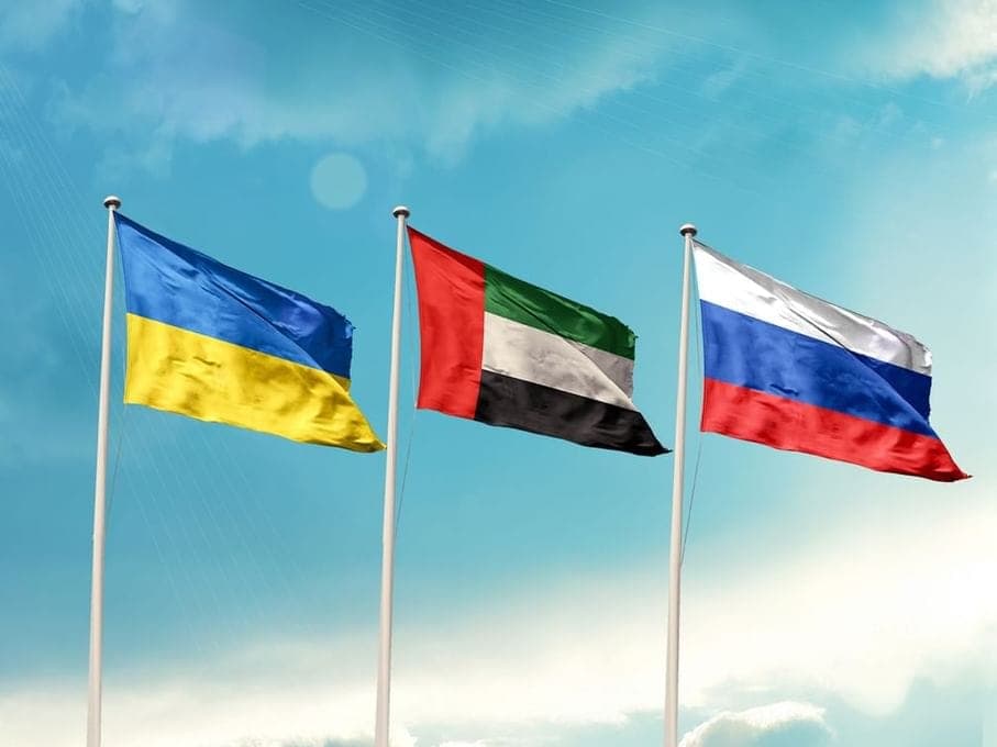 A graphic depicting the recent prisoner exchange between Russia and Ukraine mediated by the UAE.