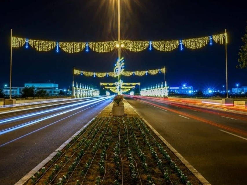 Festive lights illuminating UAE cities for Eid Al Adha celebrations.