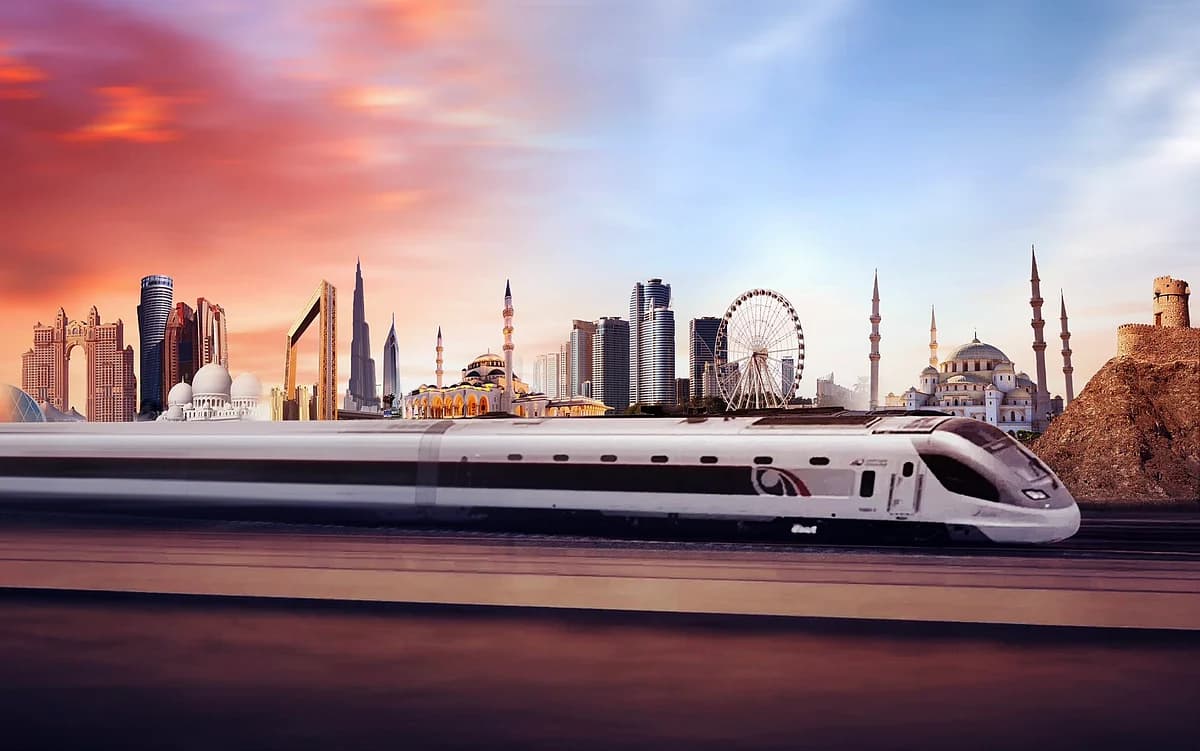 Fujairah's new Etihad Rail passenger station exterior view