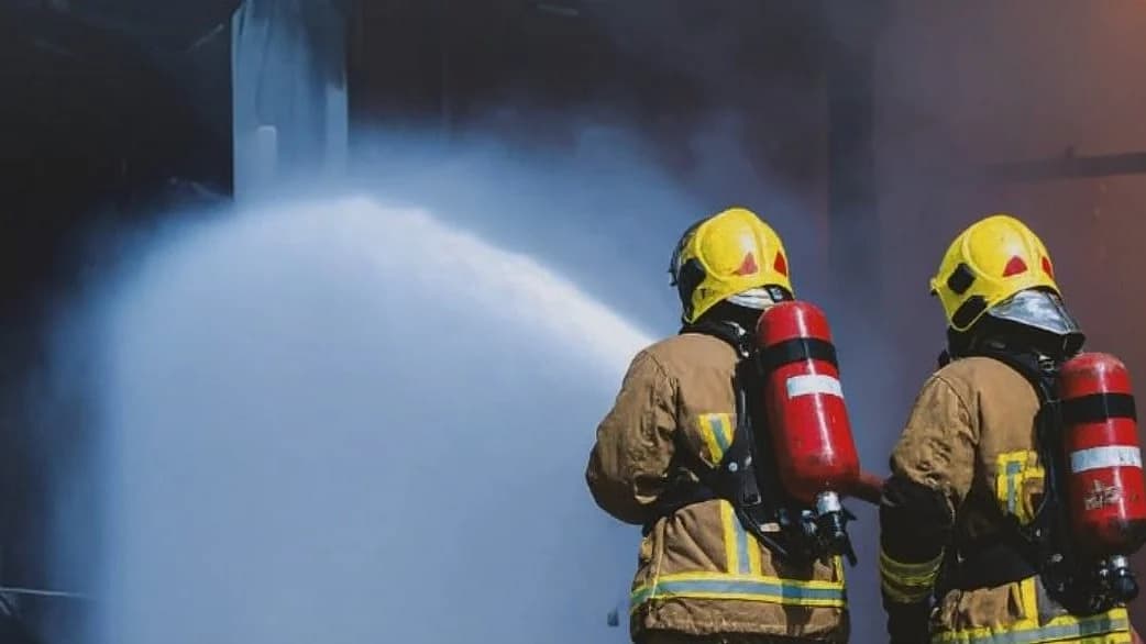 Firefighters responding to a workshop fire in Dubai South.
