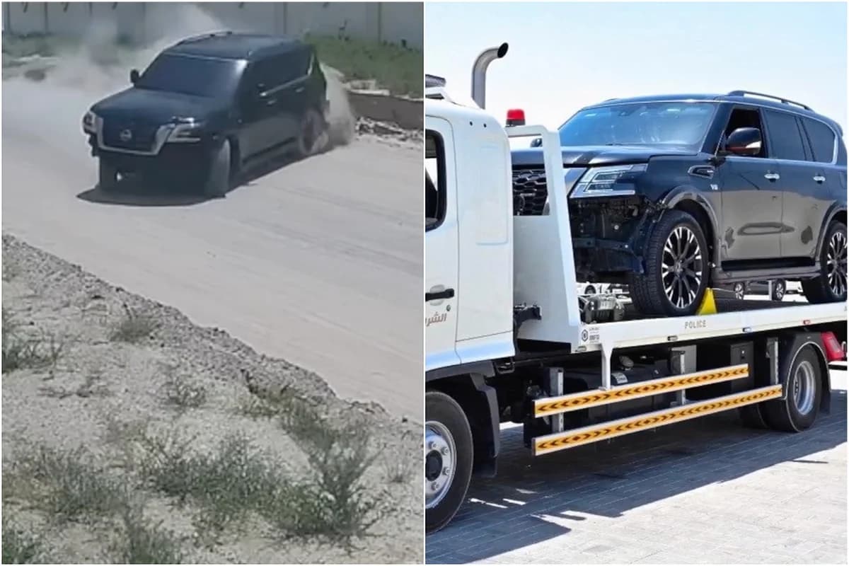 Sharjah Police vehicle responding to reckless driving incident