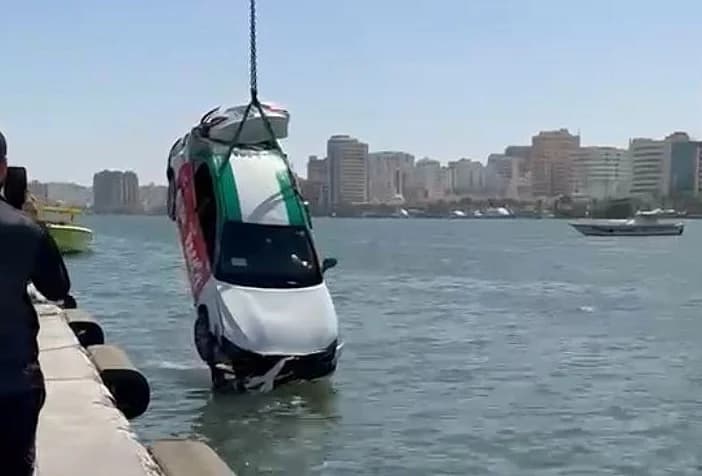 Rescue operation in Sharjah Creek after car accident