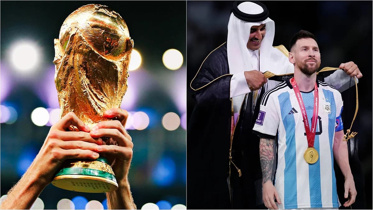 A graphic showing the high ticket prices for the FIFA World Cup 2026 alongside human rights concerns.