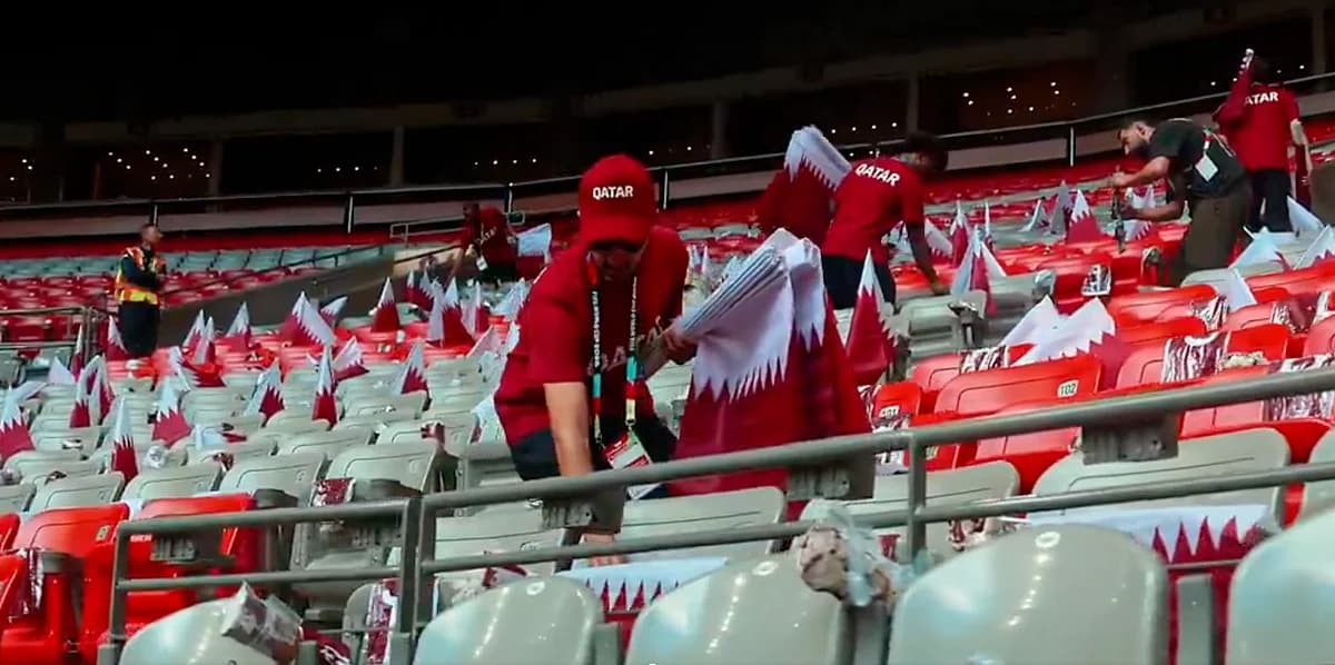 Qatari fans cheering at the World Cup match in Vancouver
