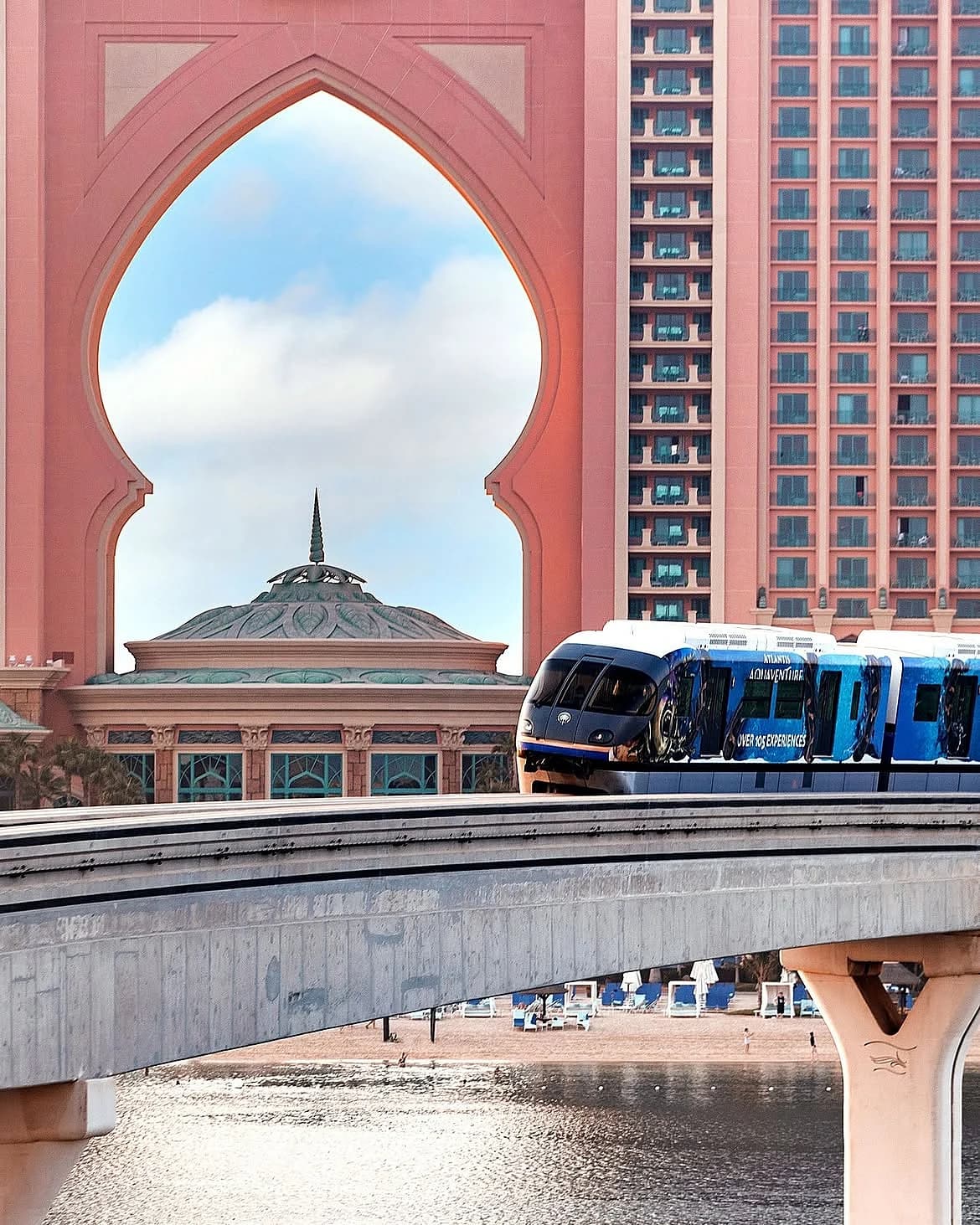 Aerial view of Dubai's Palm Monorail on Palm Jumeirah