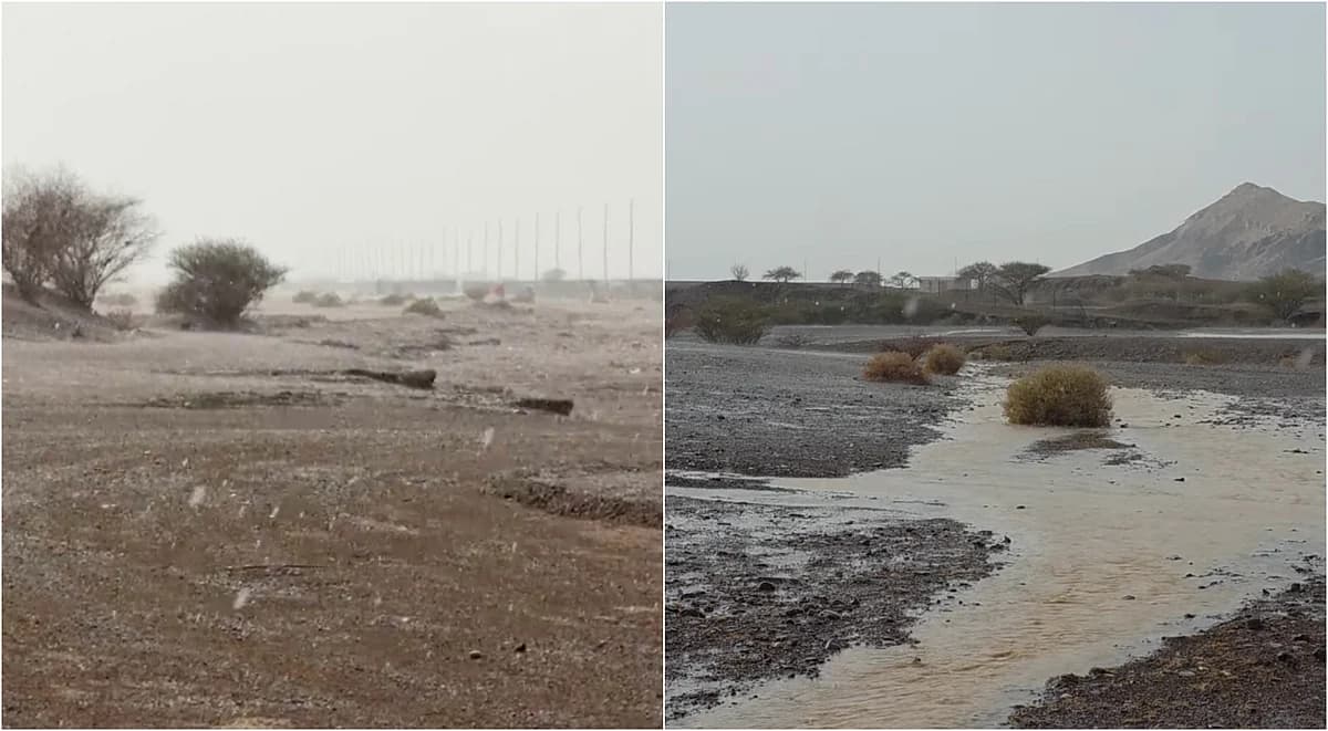 Infographic showing temperature fluctuations and rainfall patterns in the UAE during August 2026.