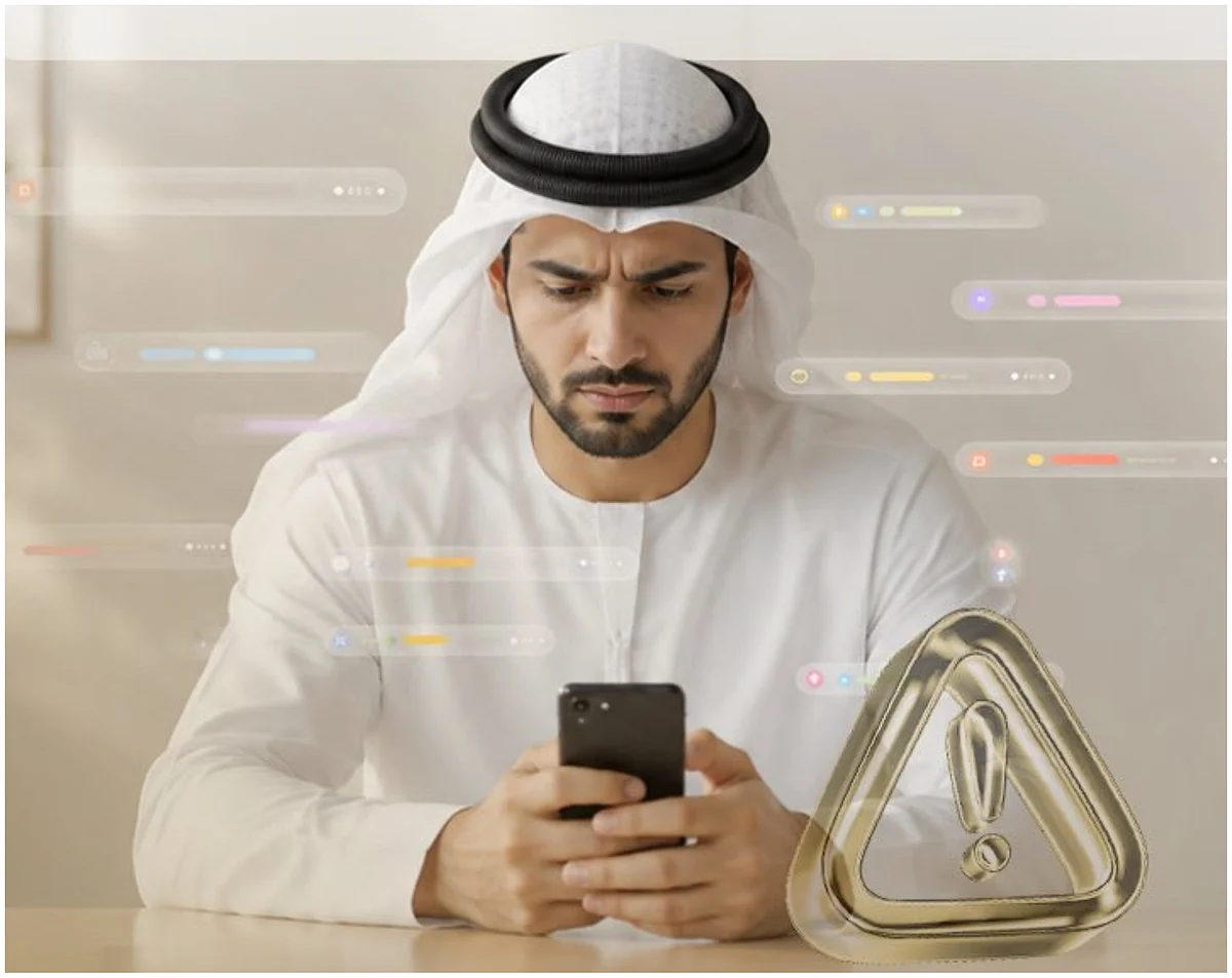 A graphic showing the rise of deepfake scams and their impact on digital security in the UAE.