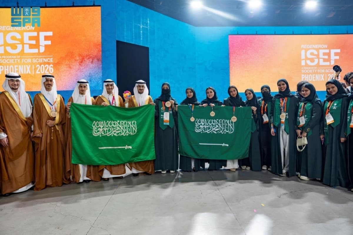 Saudi Arabia's team at ISEF 2026 celebrating their achievements