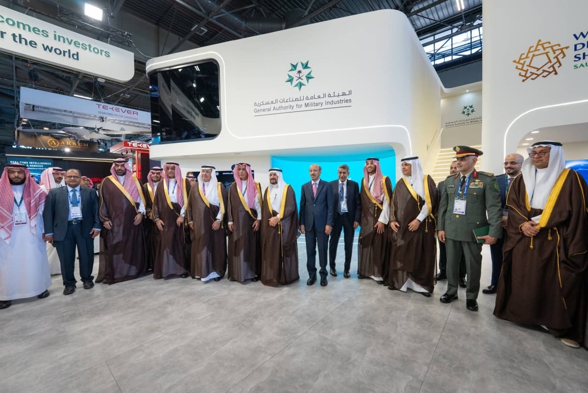 Saudi Arabia's pavilion at Eurosatory 2026 showcasing military advancements.