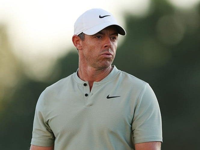 Rory McIlroy speaking at a press conference about LIV Golf's impact on the sport.