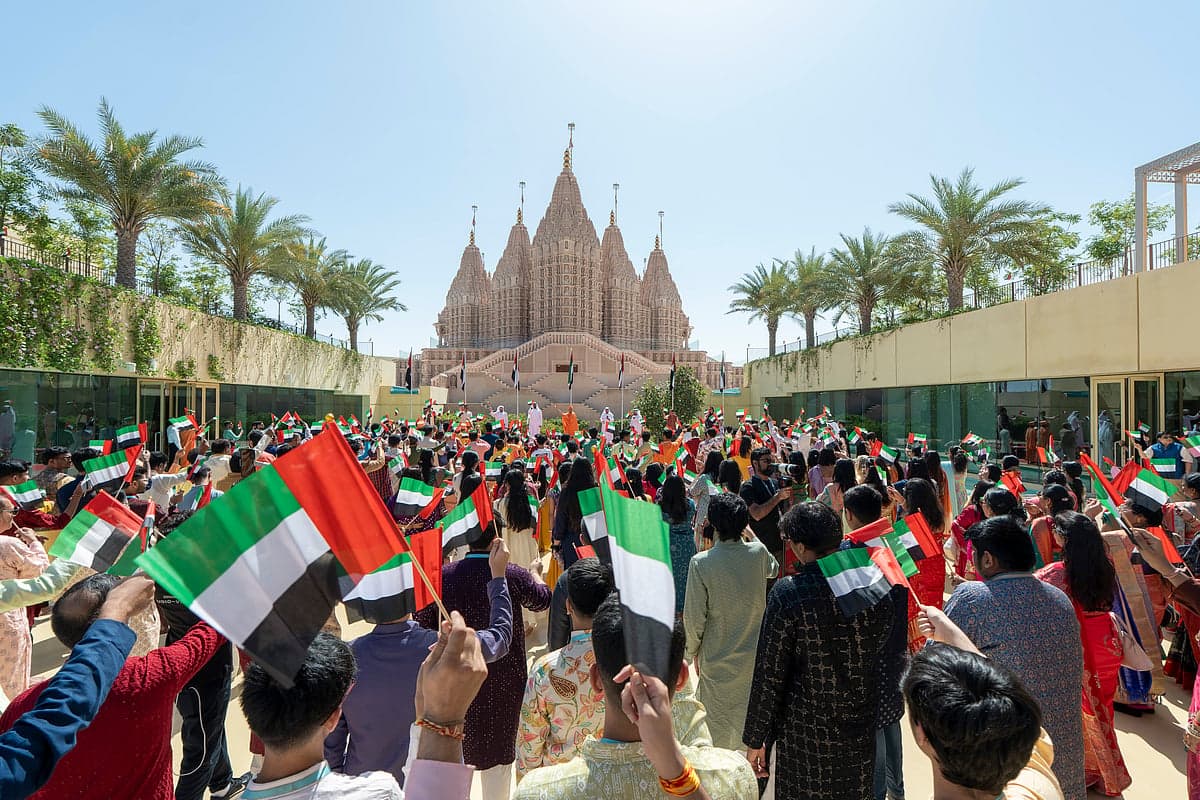 UAE Flag-Raising Ceremony at BAPS Hindu Mandir Promotes Interfaith Unity Amid Regional Tensions