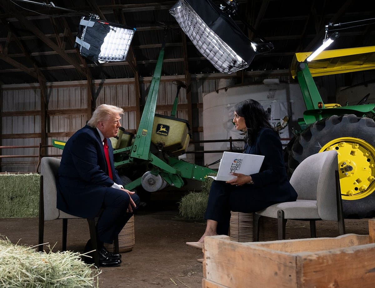 President Trump during an interview with NBC's Kristen Welker