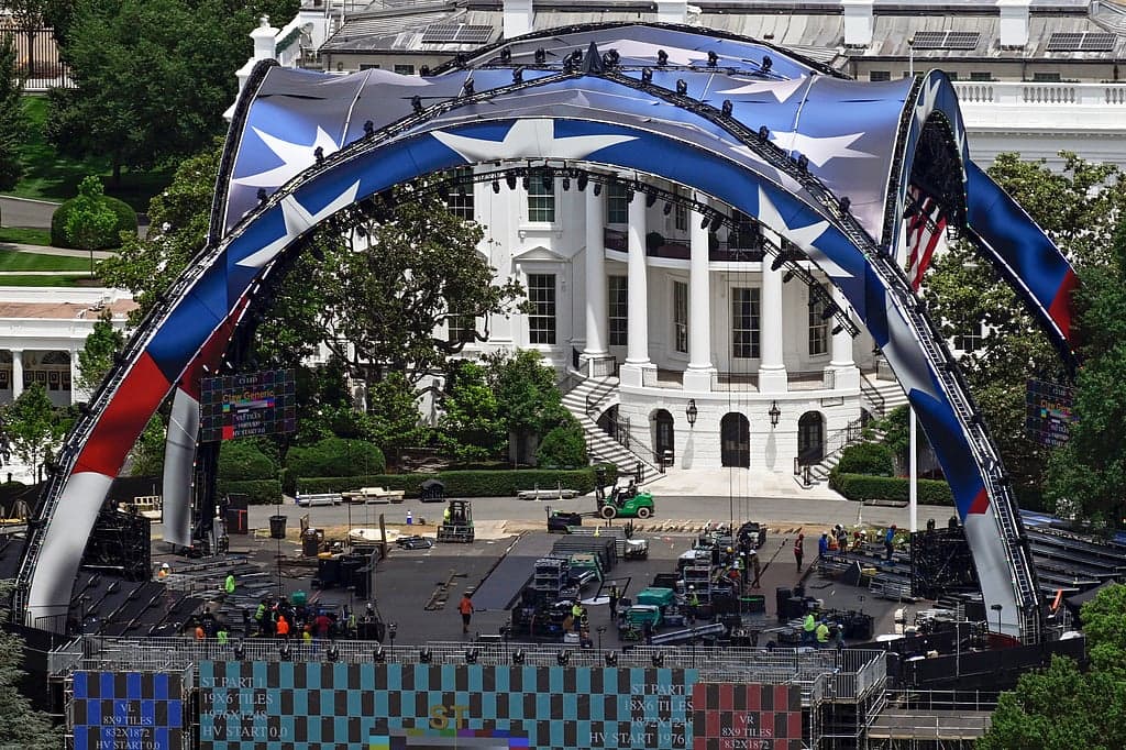 President Trump at the White House with UFC branding