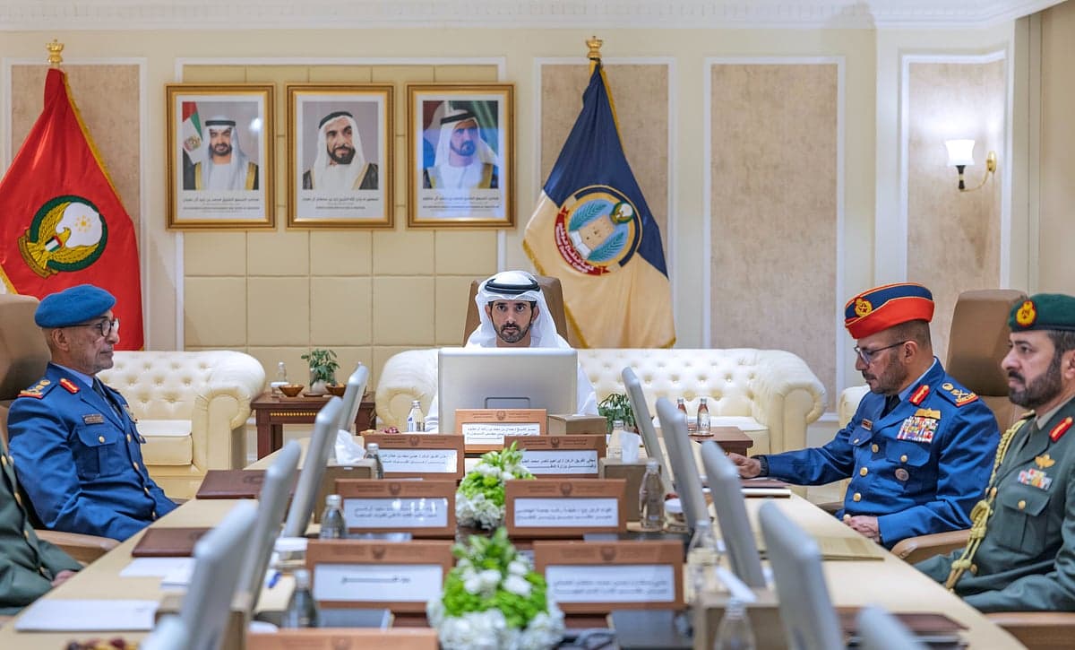 Sheikh Hamdan bin Mohammed chairs the UAE Defence Council meeting on military readiness.