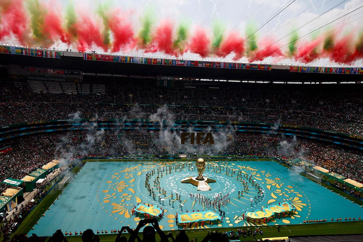 Shakira and Burna Boy performing 'Dai Dai' at the 2026 World Cup opening ceremony in Mexico City.