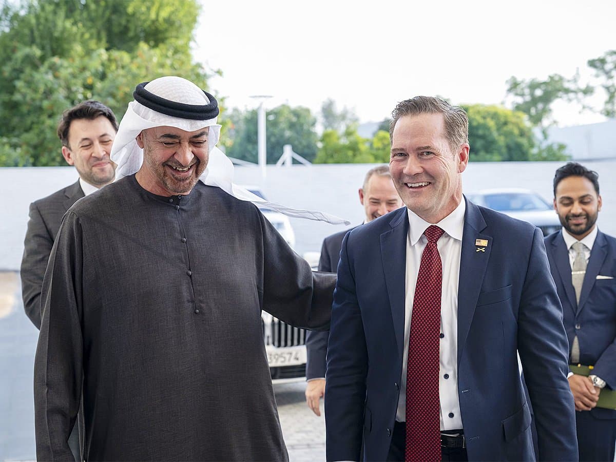 UAE President Sheikh Mohamed bin Zayed and US Ambassador Mike Waltz in discussion.