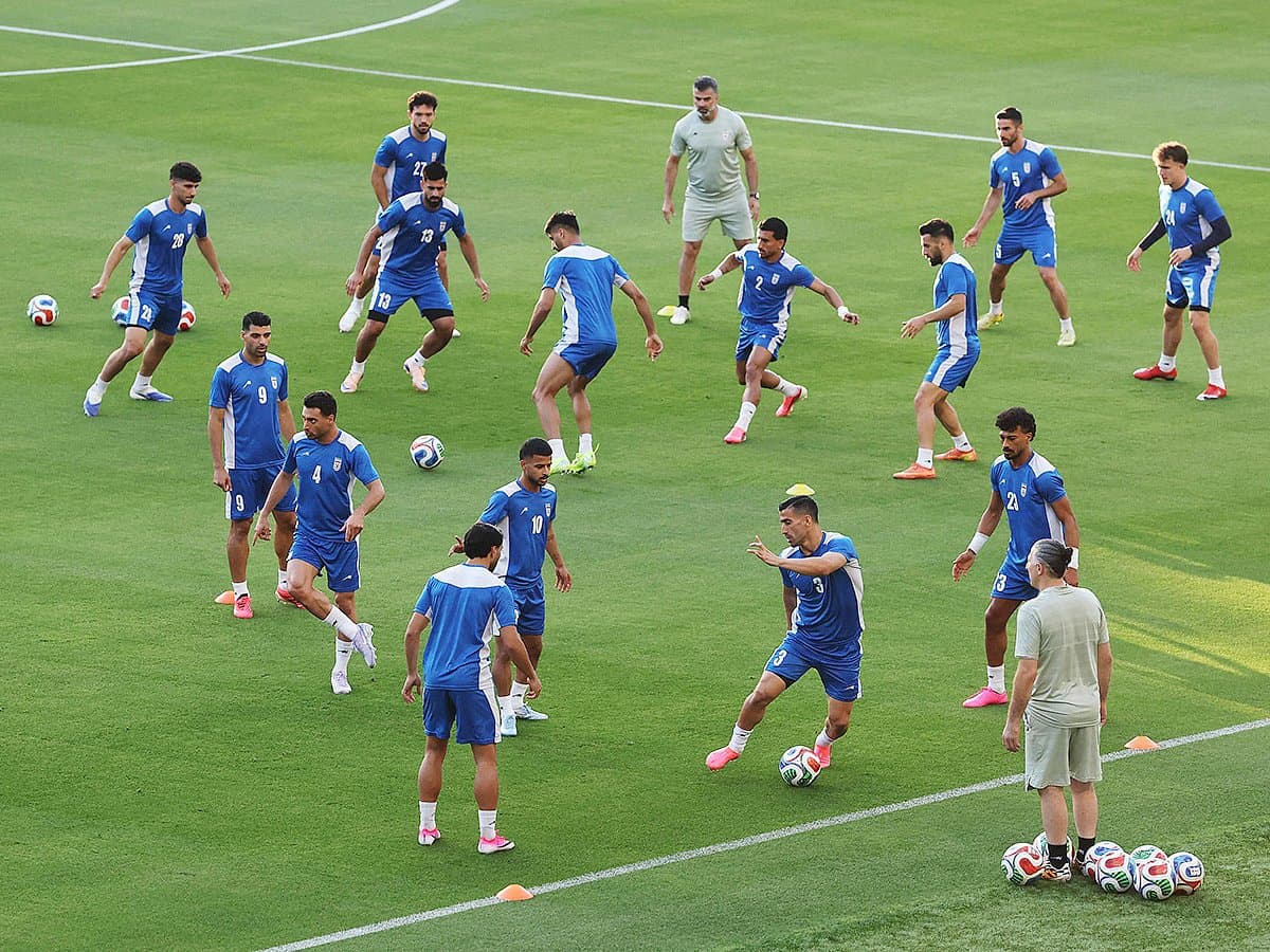 Iranian-Americans protesting outside SoFi Stadium during World Cup match
