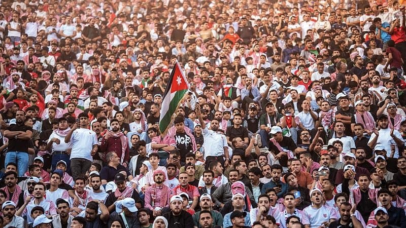 Crowd gathered for World Cup viewing in Amman before the stampede.