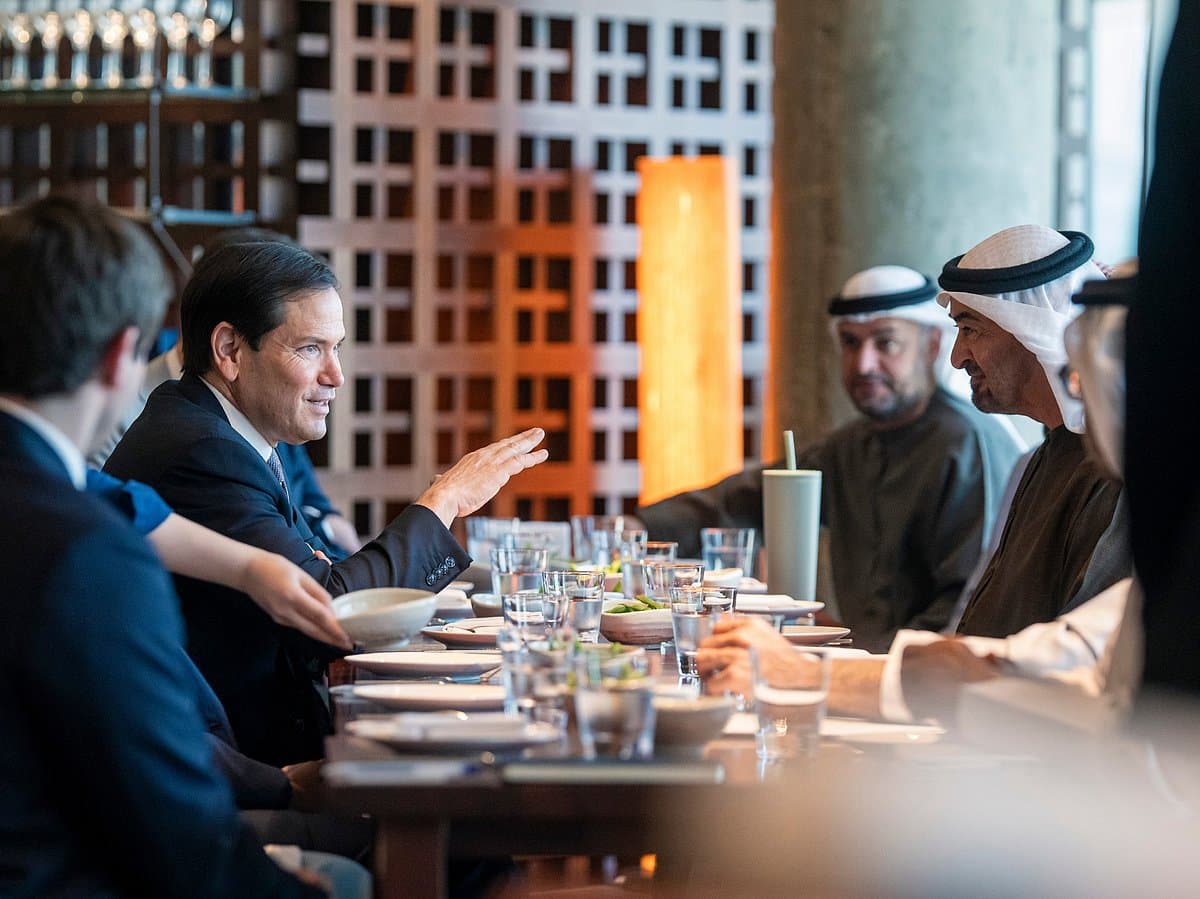US Secretary of State Marco Rubio meeting with UAE President Sheikh Mohamed in Abu Dhabi.