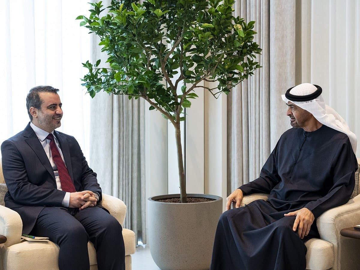 UAE President Sheikh Mohammed bin Zayed meeting with Syrian Foreign Minister in Abu Dhabi.