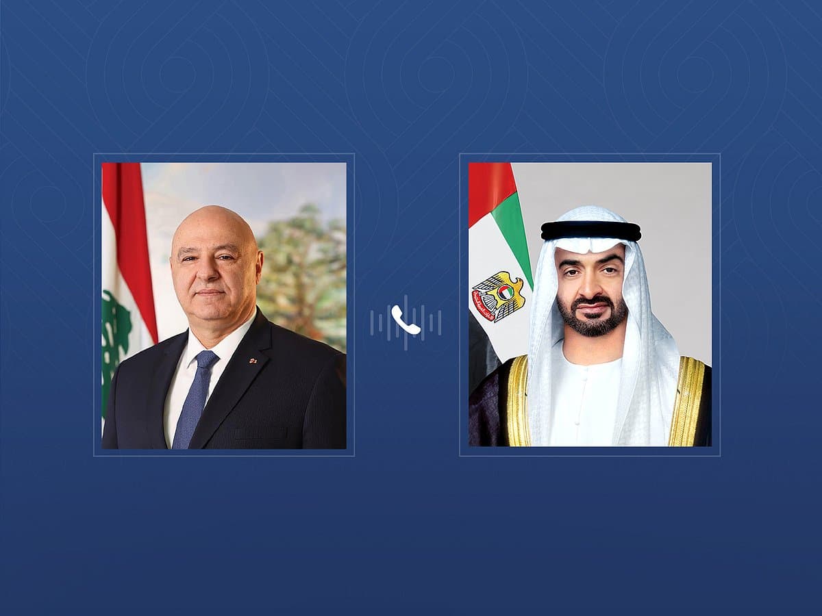 UAE and Lebanon leaders discussing regional security and bilateral relations.