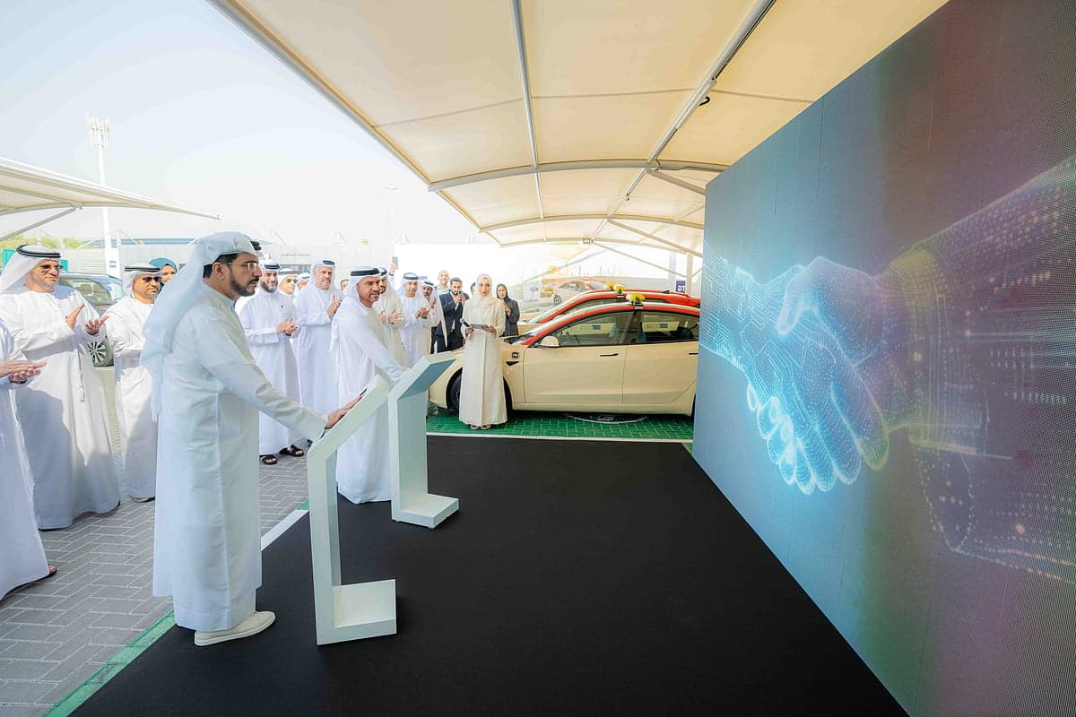 Electric taxis charging at Dubai's new ultra-fast EV charging hub