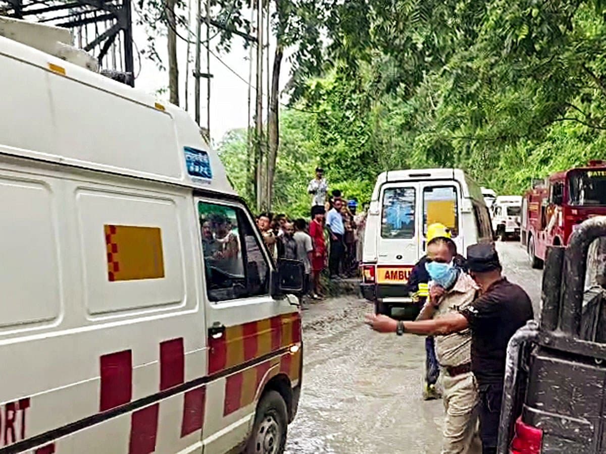 Rescue teams working at the site of the tunnel collapse in India.