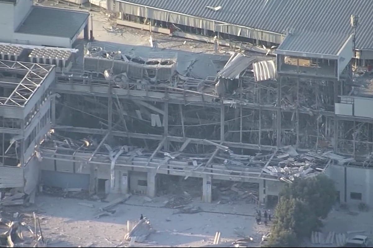 Rescue operations underway at the site of the collapsed shopping mall in Japan.