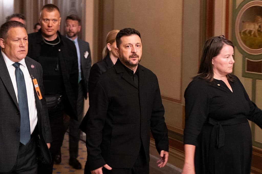 Ukrainian President Zelensky meeting with U.S. senators on sanctions against Russia.