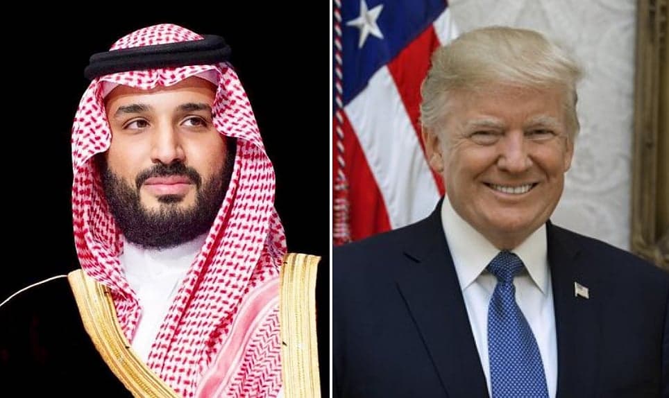 Saudi Crown Prince Mohammed bin Salman and US President Donald Trump on a call discussing Middle East tensions.