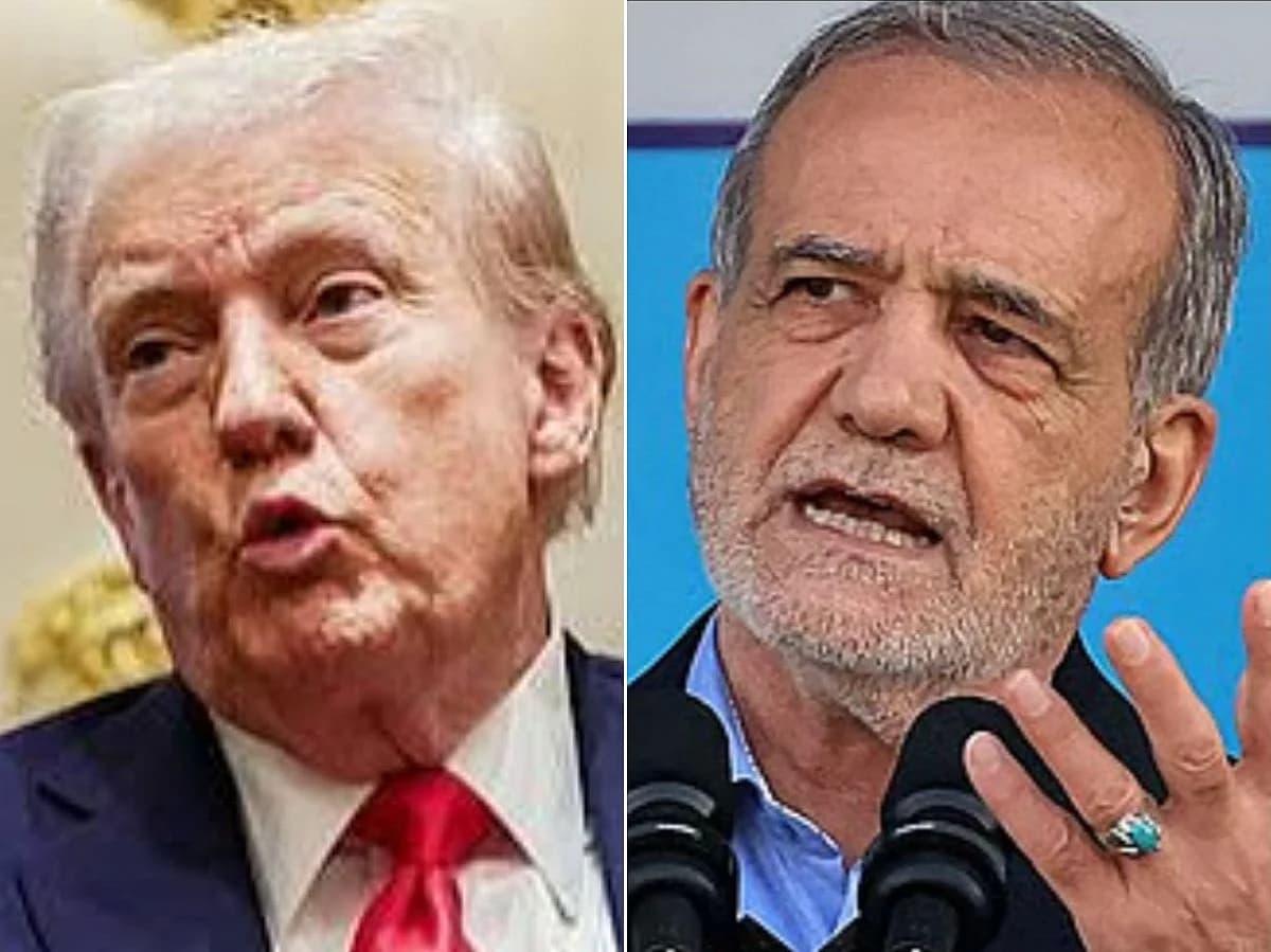Trump and Pezeshkian at the UN General Assembly, highlighting potential diplomatic engagement.