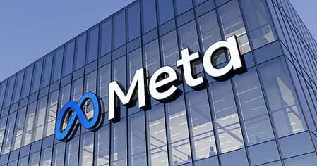 Meta logo with a gavel representing the court ruling against the company.