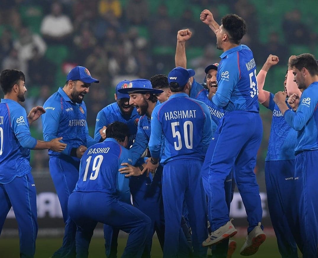 Afghanistan cricket team celebrating their victory over Ireland