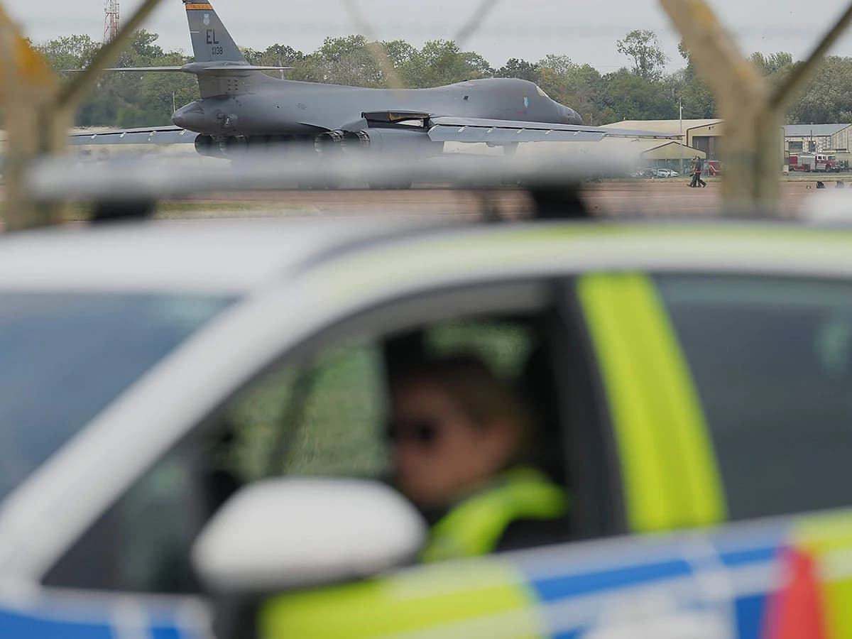 A map highlighting RAF Fairford and the geopolitical tensions in the Middle East related to the Iran plot.