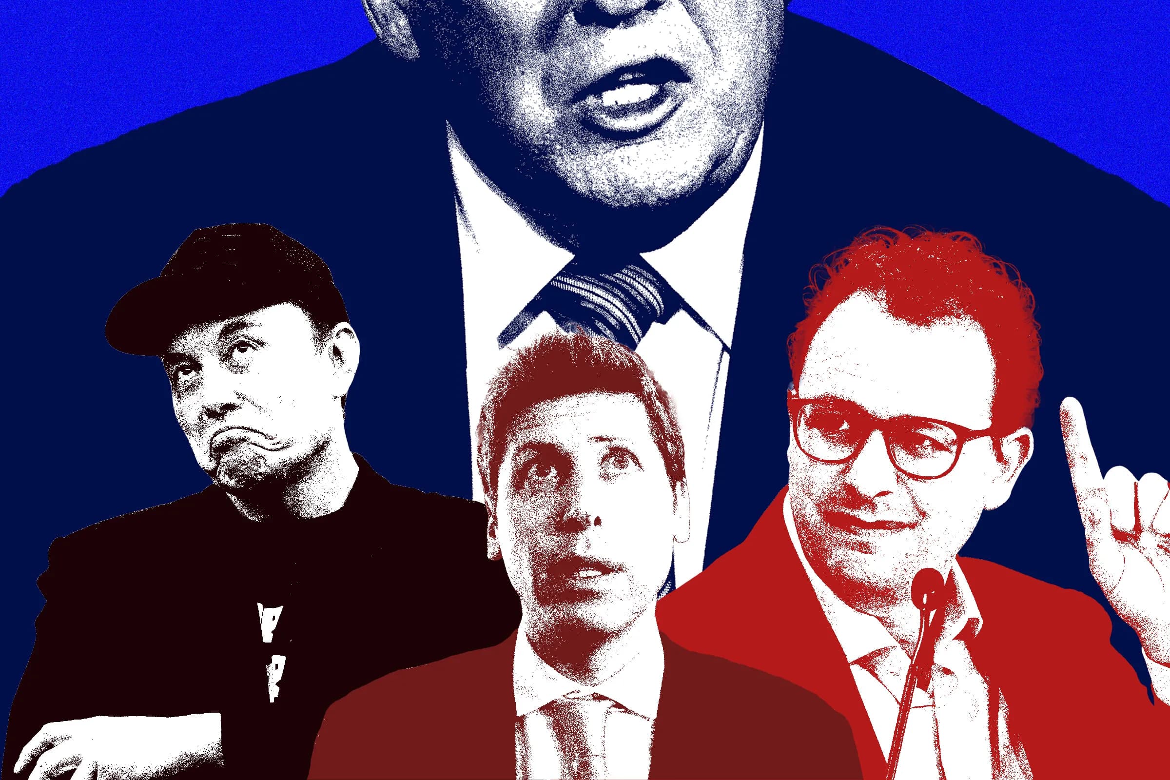 Infographic showing AI executives' call for a slowdown in development and the Trump administration's response.