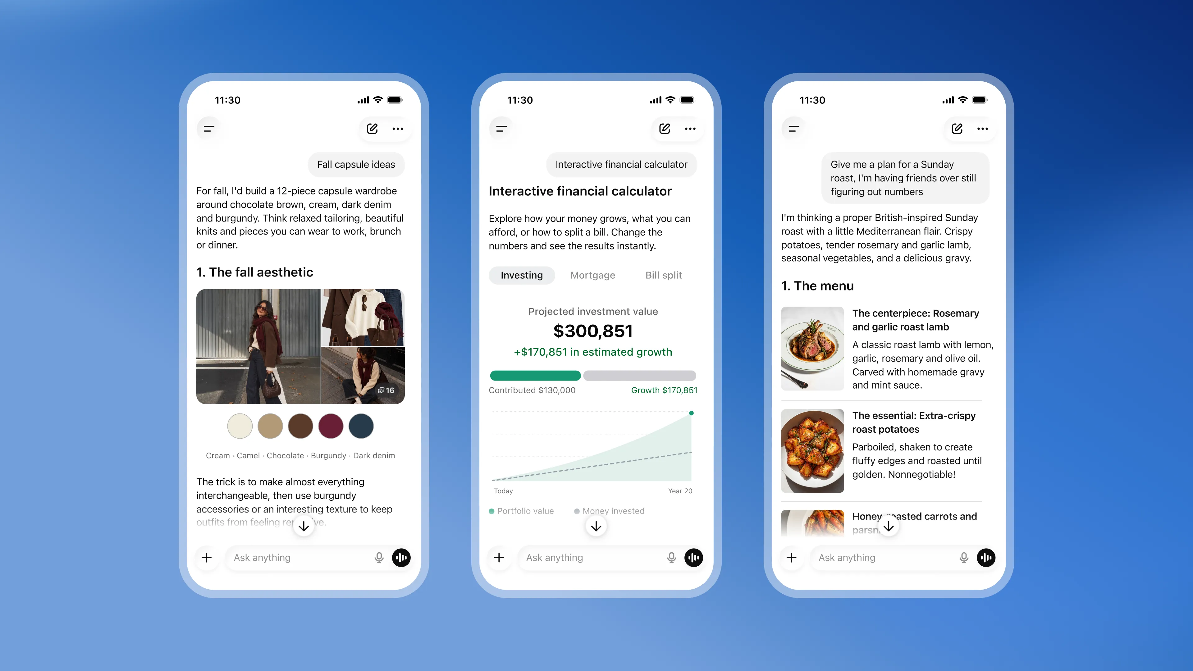 An infographic showing the new interactive features of OpenAI's ChatGPT with the Intelligent UI update.
