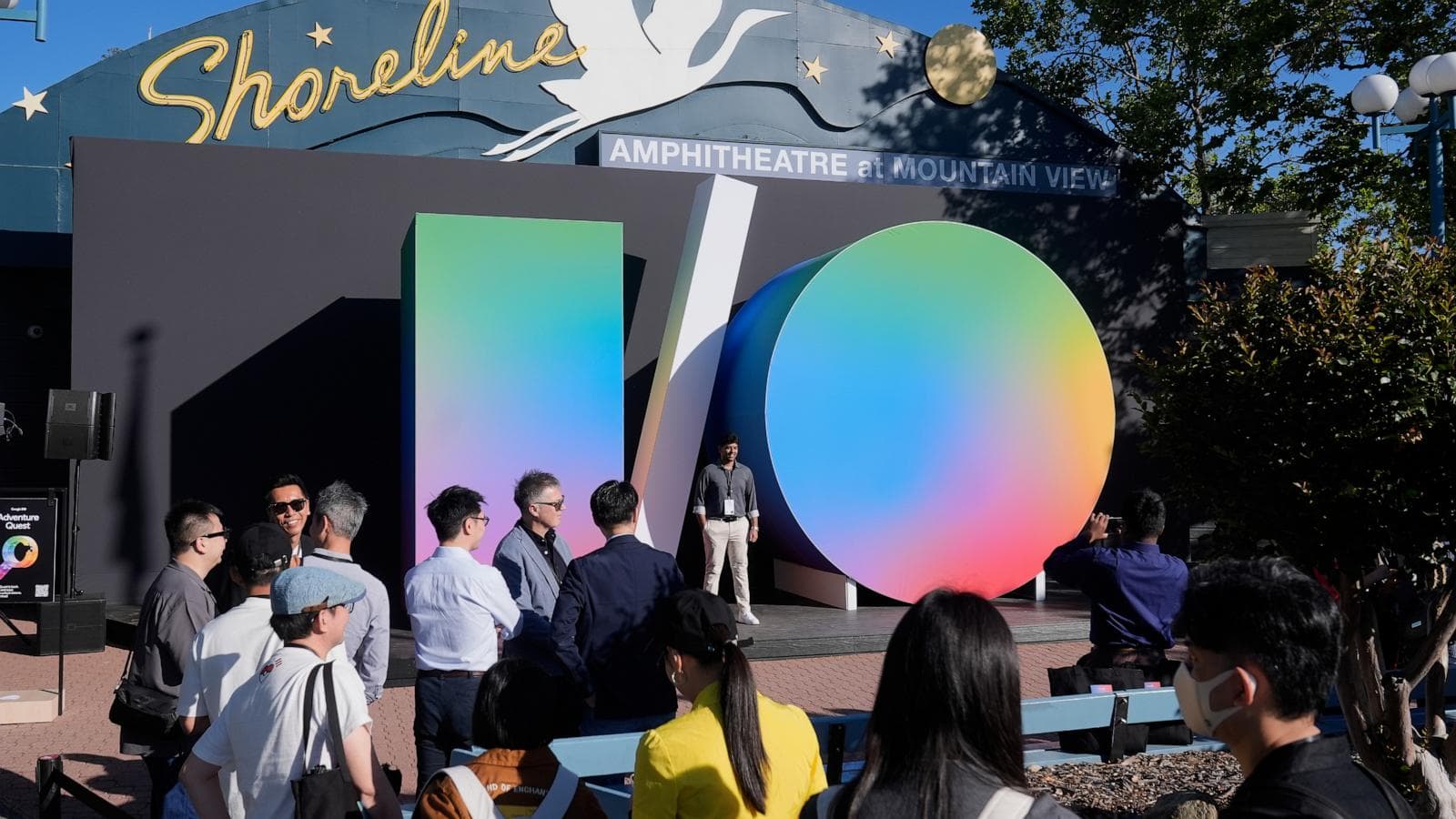 Google logo with a backdrop of digital content and AI elements