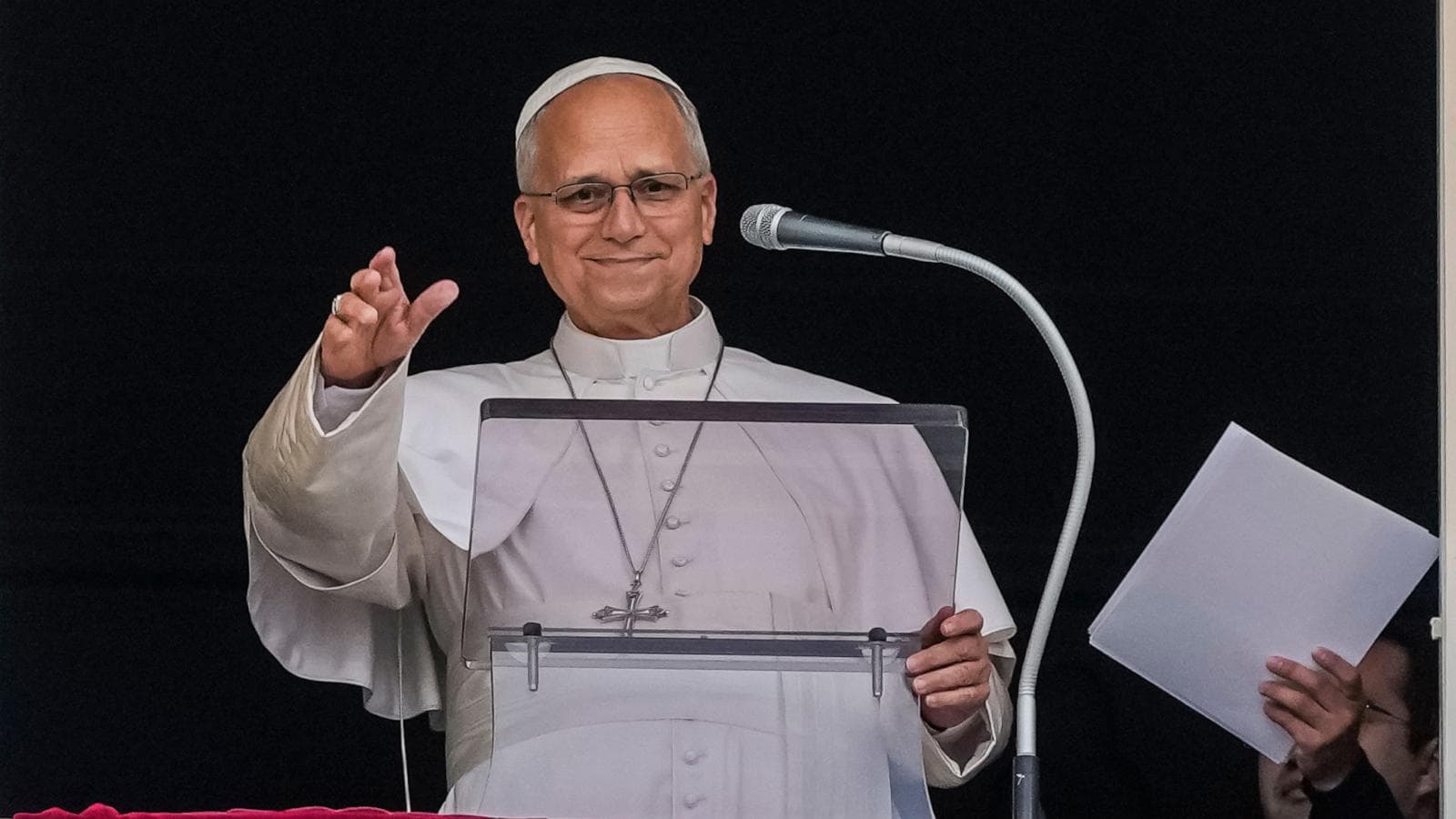 Pope Leo XIV addressing the crowd in St. Peter's Square after lung cancer surgery, highlighting his age and health recovery.