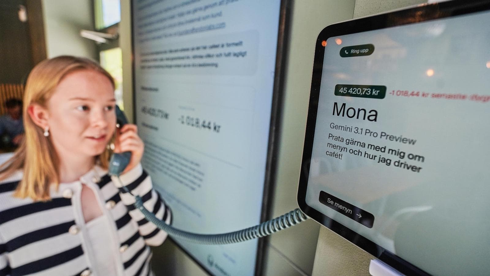 A cafe in Stockholm featuring AI technology alongside human baristas.